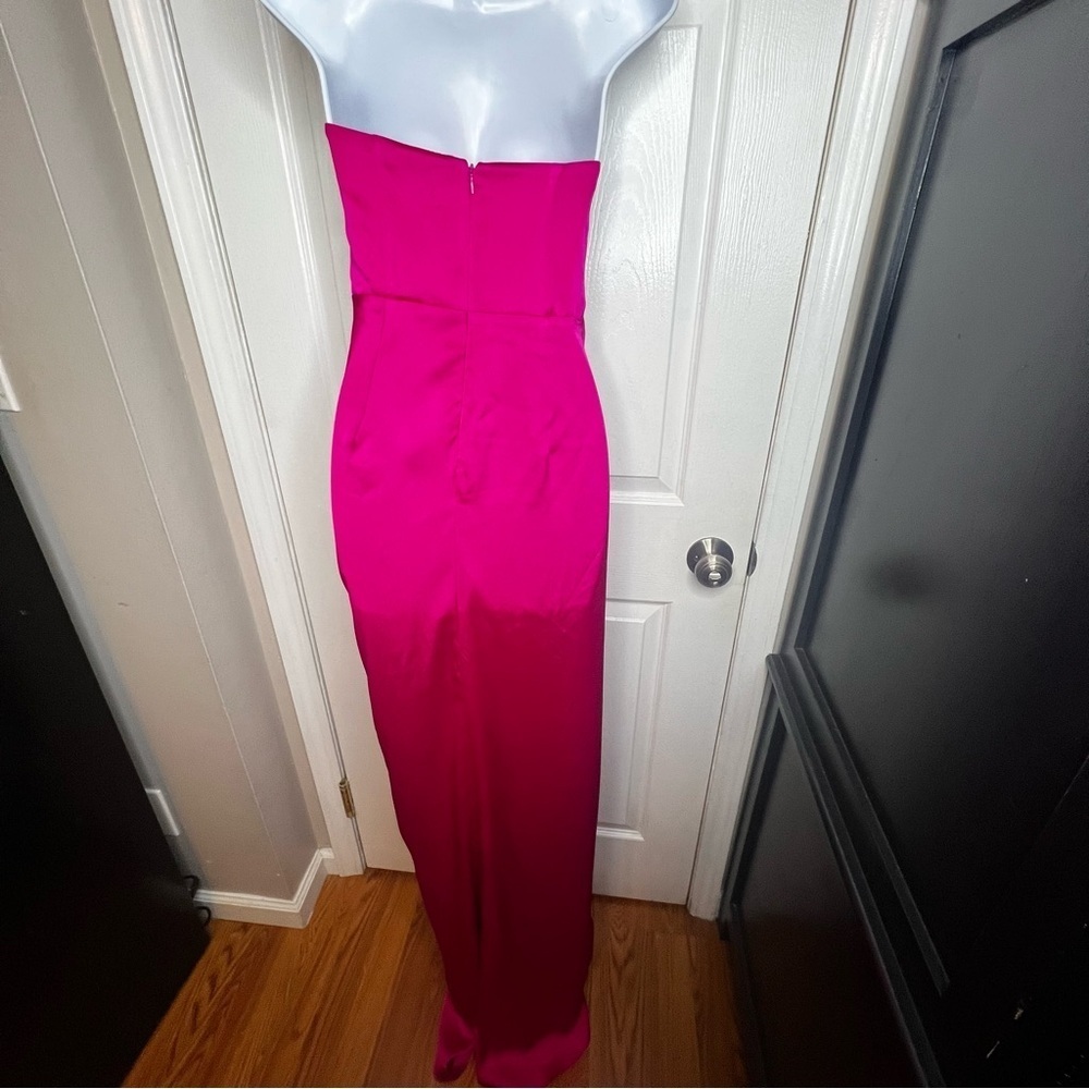 Express Women’s 2 Pink Satin Strapless Corset Gown Dress XS Formal Slit - Picture 6 of 16